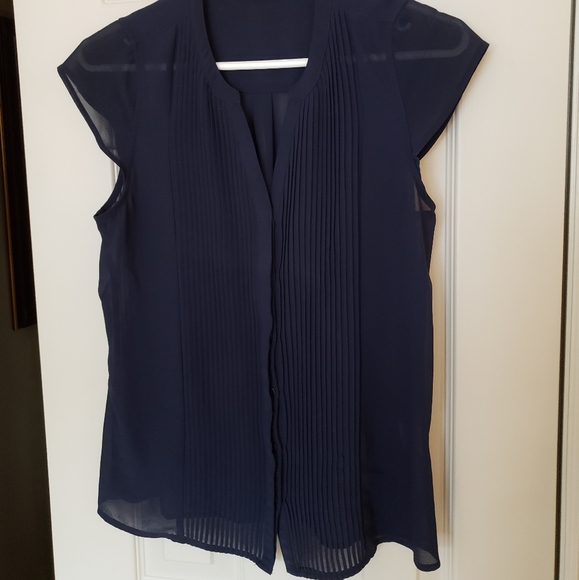 2/$20 Petite Sheer Pleated Cap Sleeve Top - Picture 1 of 12